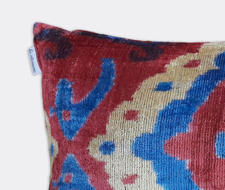 Les-Ottomans Velvet cushion, pink, blue and white MULTICOLOUR OTTO23VEL095MUL