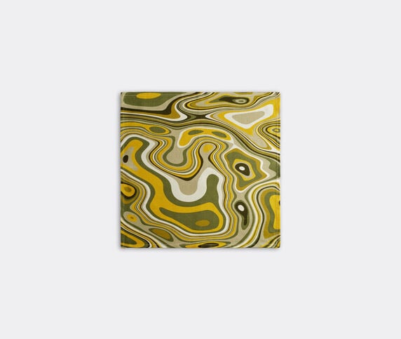 L'Objet 'Linen Sateen Waves' napkins, set of four, green and yellow  LOBJ23LIN290YEL