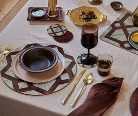 HestiaLiving 'Arabesque' round coaster, set of four, prune MULTICOLOUR HELI25ARA467RED