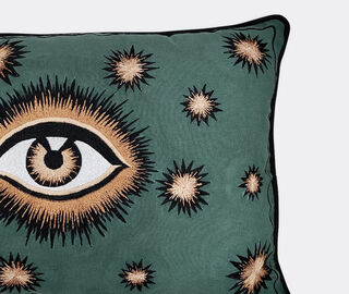 Les-Ottomans 'Eye' cotton embroidered cushion, green GREEN OTTO22COT706MUL