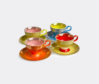 POLSPOTTEN 'Grandma' espresso cup and saucer, set of four MULTICOLOUR POLS22ESP611MUL