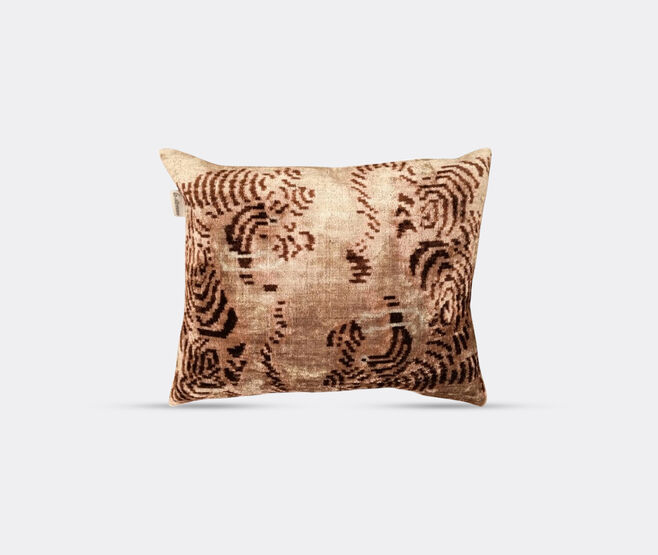 Les-Ottomans Silk velvet cushion, cream and brown MULTICOLOUR OTTO26SIL444MUL