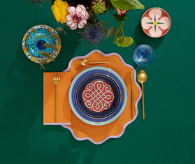 La DoubleJ 'Rainbow Siena Cloud' tablemat, set of two ORANGE LADJ23CLO963MUL