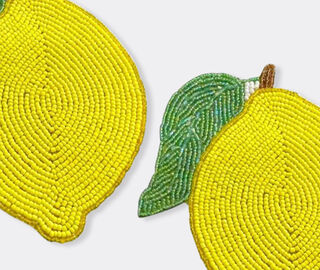 Les-Ottomans 'Lemon' coaster, set of two, yellow and green MULTICOLOUR OTTO26BEA567MUL