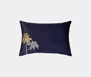 Les-Ottomans 'Palms' velvet cushion, black BLACK OTTO24BLA168BLK
