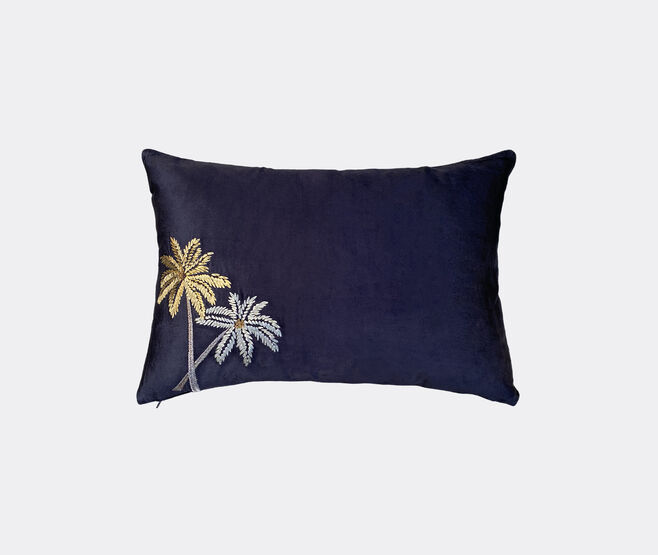 Les-Ottomans 'Palms' velvet cushion, black BLACK OTTO24BLA168BLK