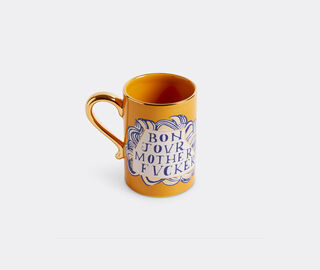 L'Objet 'Motherfucker' mug, gold, blue and white MULTICOLOUR LOBJ25RUA840MUL