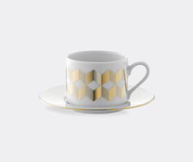 LSA International 'Chevron' teacup and saucer, set of four GOLD LSAI20CHE617GOL