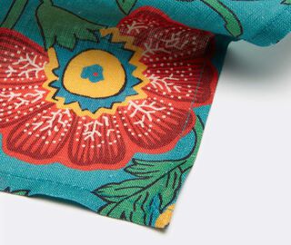 La DoubleJ 'Dragon Flower Turchese' large napkin, set of two TURQUOISE LADJ23LAR600MUL