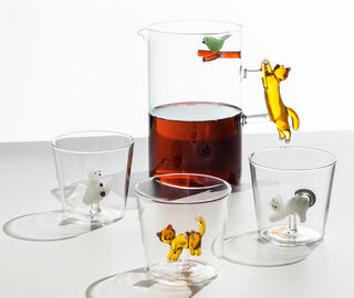 Ichendorf Milano 'Tabby Cat' jug, jumping cat with bird, multicolor MULTICOLOUR ICMI25TAB894MUL