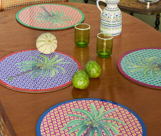 Lisa Corti 'Masonite' round placemat, set of two, hima palma green GREEN LICO23MAS633MUL