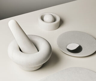 Tom Dixon 'Stone' pestle and mortar WHITE TODI22STO828WHI