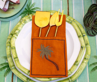 Les-Ottomans 'Gold Bamboo' cheese cutlery set, set of three, gold GOLD OTTO26CHE896GOL