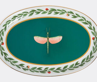 La DoubleJ 'Libellula', oval platter, green MULTICOLOUR LADJ25OVA196MUL