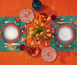 La DoubleJ 'Dragon Flower' tablemat, set of two, turquoise TURQUOISE LADJ23TAB263MUL