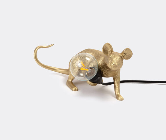Seletti 'Mouse' lamp lie down, gold, UK and USB plug