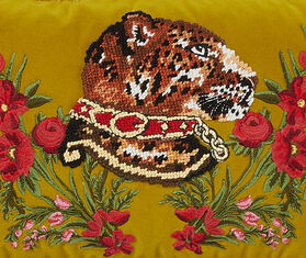 Gucci 'Leopard' velvet cushion GREEN GUCC18CUS865GRN