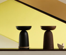 Zanat &#39;Nera&#39; stool, carved base, walnut WALNUT ZANA20NER657BRW