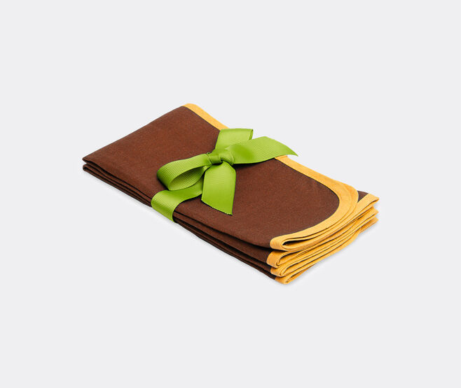La DoubleJ 'Rainbow Chocolate' large napkin, set of two BROWN LADJ23LAR628BRW