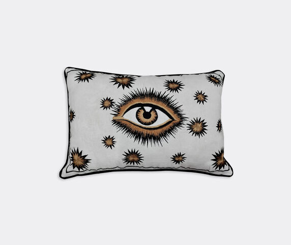 Les-Ottomans Cotton embroidered cushion with eye, white