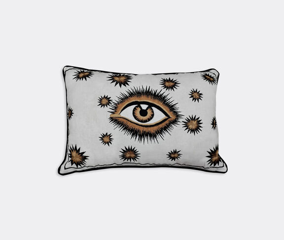 Les-Ottomans Cotton embroidered cushion with eye, white white ${masterID}