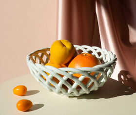 Octaevo &#39;Sicilia&#39; ceramic basket, mint, large LIGHT GREEN OCTA21CER943LGR