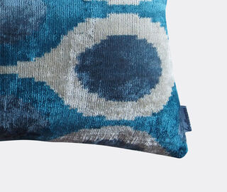 Les-Ottomans Silk velvet cushion, white and blue MULTICOLOUR OTTO20SIL658MUL