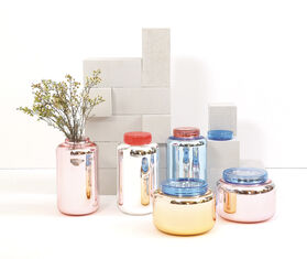 Pulpo 'Container', high, silver and poppy red MULTICOLOUR PULP22CON423MUL