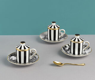 Simone Guidarelli Home 'Sunset Safari' lidded espresso cup and saucer, black and white MULTICOLOUR SIMO26SOU969MUL