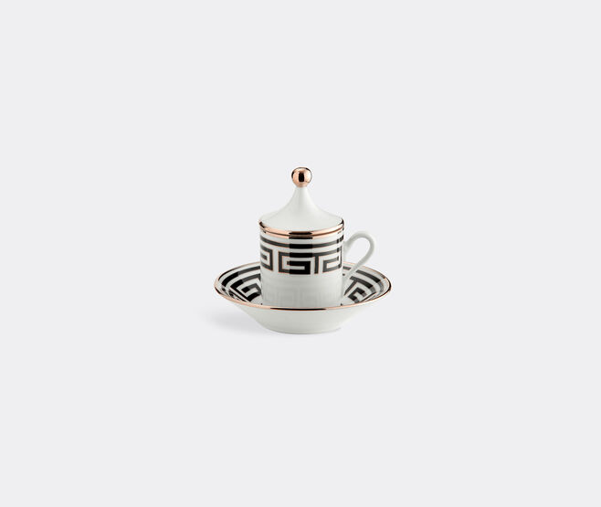 Ginori 1735 'Labirinto T&ecirc;te &agrave; t&ecirc;te' coffee cup and saucer, set of two, black BLACK RIGI20LAB187BLK