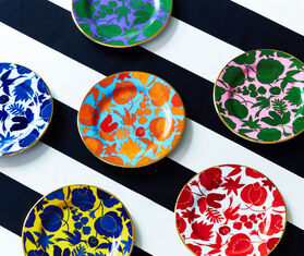 La DoubleJ &#39;Wildbird&#39; dessert plates, set of six MULTICOLOUR LADJ19WIL310MUL