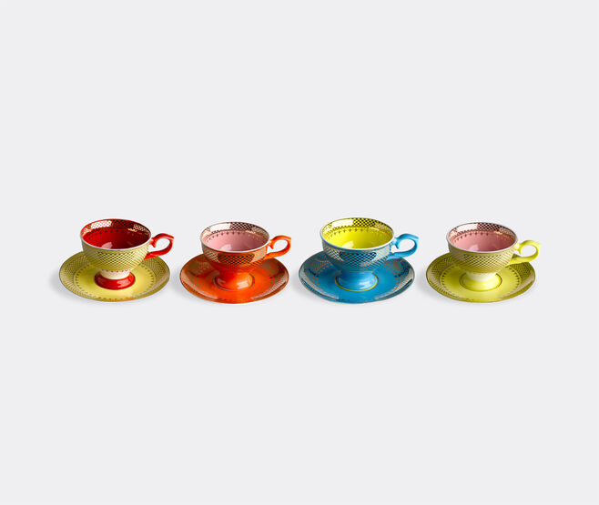 POLSPOTTEN 'Grandma' espresso cup and saucer, set of four MULTICOLOUR POLS22ESP611MUL