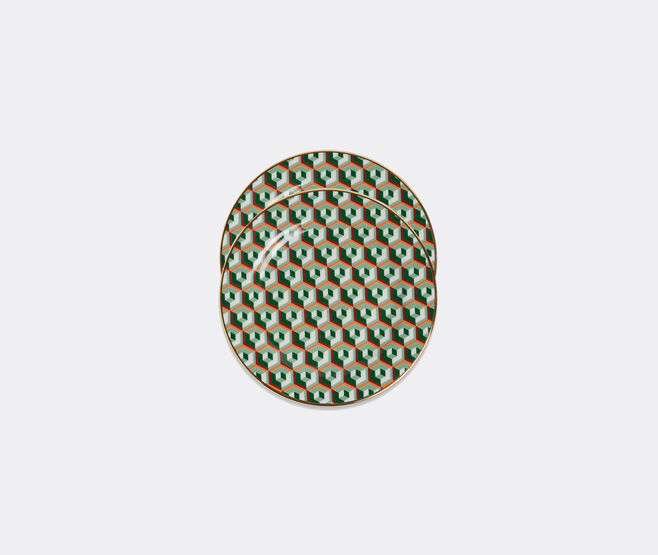 La DoubleJ 'Cubi Verde' dessert plate, set of two MULTICOLOUR LADJ22DES150MUL