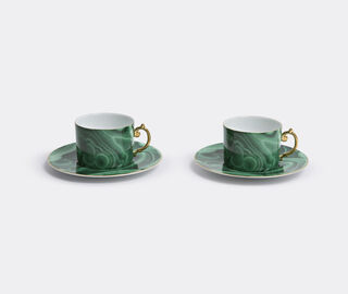 L'Objet 'Malachite' teacup and saucer, set of two MULTICOLOUR LOBJ15MAL029GRN