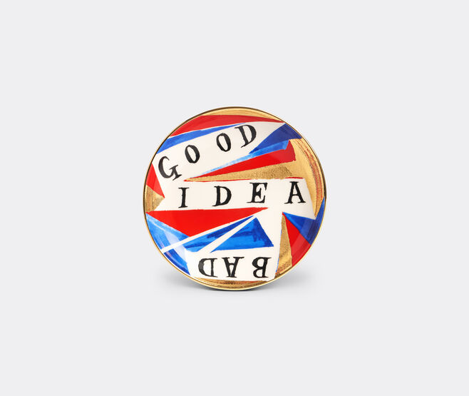 L'Objet 'Good/Bad Idea' plate, white, blue and gold MULTICOLOUR LOBJ25RUA819MUL