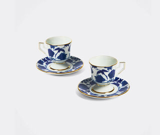La DoubleJ 'Wildbird' espresso cup, set of two, blue BLUE LADJ25ESP508MUL