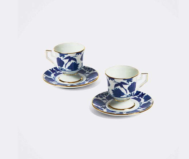 La DoubleJ 'Wildbird' espresso cup, set of two, blue BLUE LADJ25ESP508MUL