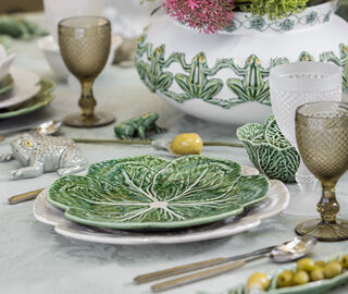 Bordallo Pinheiro 'Couve' dinner plate, set of four GREEN BOPI23COU567GRN