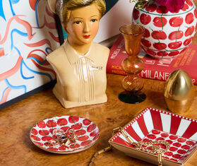 La DoubleJ &#39;Cherries&#39; mini plate, ivory IVORY LADJ25MIN233MUL