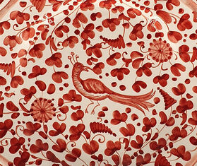 Les-Ottomans &#39;Peacock&#39; plate RED OTTO21PEA757RED