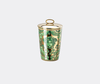 Rosenthal 'Medusa Garland' candle with lid, green GREEN ROSE24MED115GRN