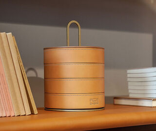 Poltrona Frau 'Zhuang' round stackable case LIGHT BROWN POFR20ZHU638BRW