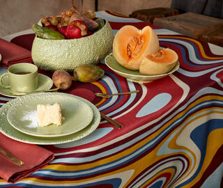 L'Objet 'Linen Sateen Waves' tablecloth, large, red RED LOBJ23LIN429RED