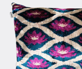 Les-Ottomans Velvet cushion, pink and blue MULTICOLOUR OTTO22VEL652MUL