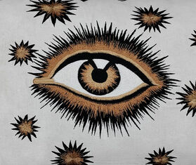 Les-Ottomans 'Eye' cotton embroidered cushion, white WHITE OTTO22COT690MUL