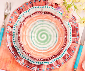 Aquazzura Casa &#39;Alegria&#39; soup plate, set of two, coral MULTICOLOUR AQUA24ALE066RED