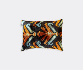 Les-Ottomans Velvet cushion, orange and navy MULTICOLOUR OTTO25SIL804MUL