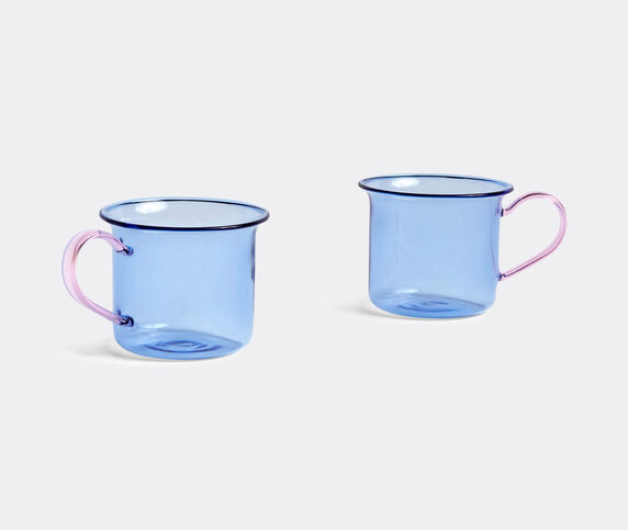 Hay Borosilicate cup, set of two, light blue Light blue with pink handle HAY120BOR301LBL