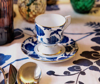 La DoubleJ 'Wildbird' espresso cup, set of two, blue BLUE LADJ25ESP508MUL