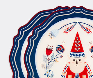 VESTA 'Gnome' charger plate, set of two, multicolor BLUE VEST26SET596BLU